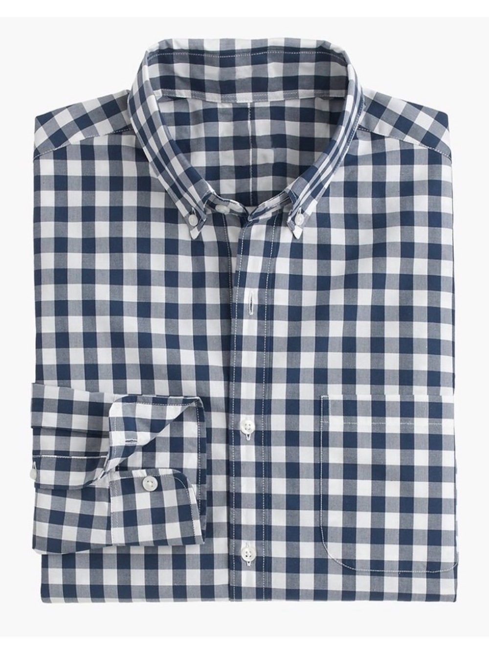 J. Crew Navy and White Check Button-Down Classic Shirt